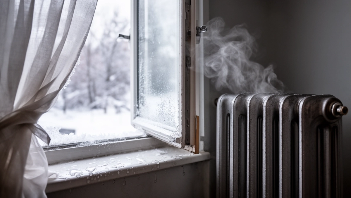 Otwarte okno a odkręcony grzejnik