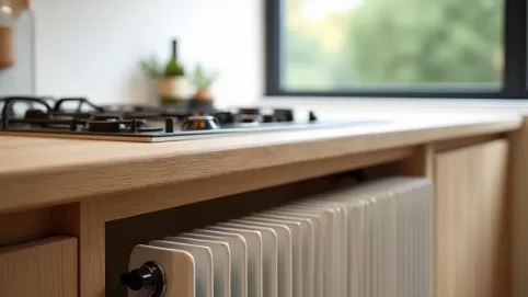 Zabudowa grzejnika w kuchni pod oknem